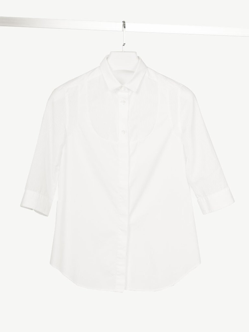 Viktor & Rolf White Cotton-Poplin/Linen-Voile Burnout-Stripe Shirt